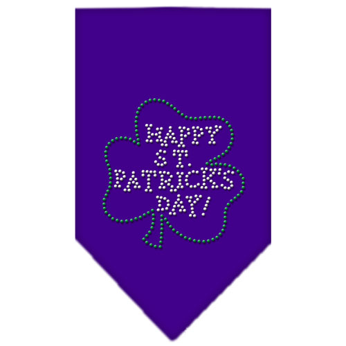 Happy St Patrick's Day Rhinestone Bandana Purple Large